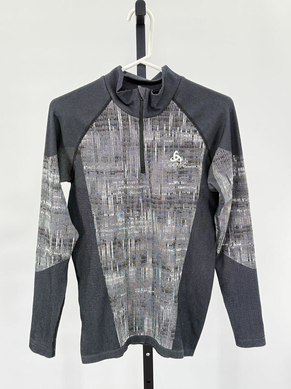 Odlo Base Layer Gray 1/4 Zip Pull Over L Top Performance Technical Warm